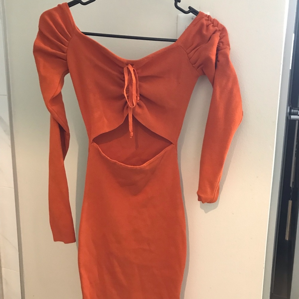 Bodycon Orange Cutout Dress
